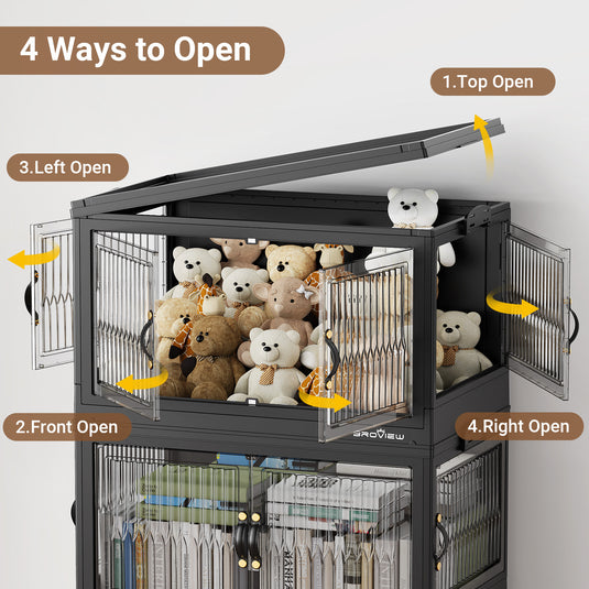 V8F 360Qt/480Qt/600Qt Storage Bins with Lids,Front and Side Open Doors