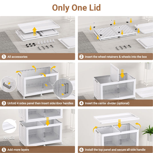 V40 200Gal Open Front Stackable Storage Bins with Lids and Wheels