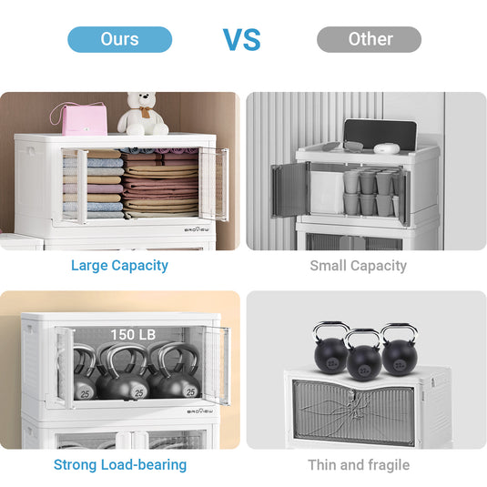V10 Plastic Stackable Collapsible Storage Bins with Doors Wheels