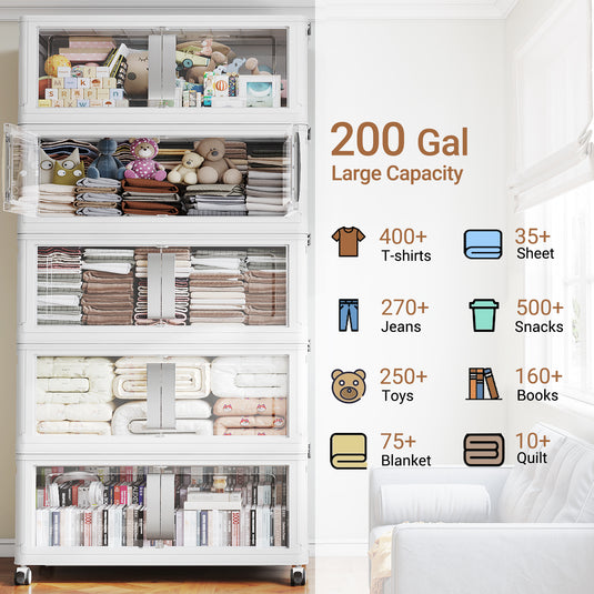 Broview V70 200 Gal Extra Large Storage Bins with Lids Clear Door for Home Storage and Organization