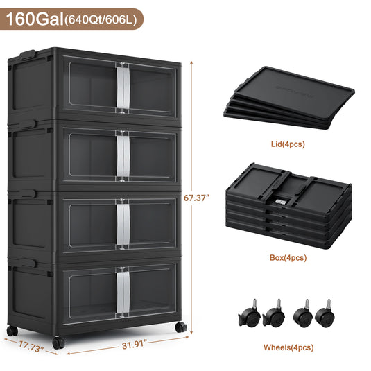 Broview V70 200 Gal Extra Large Storage Bins with Lids Clear Door for Home Storage and Organization