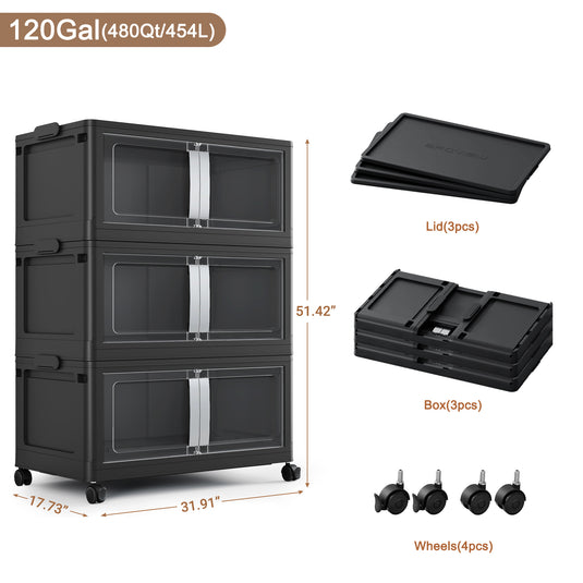 Broview V70 200 Gal Extra Large Storage Bins with Lids Clear Door for Home Storage and Organization