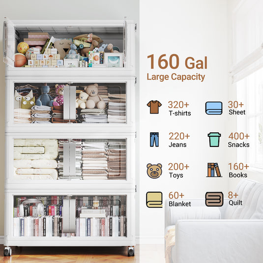 Broview V70 200 Gal Extra Large Storage Bins with Lids Clear Door for Home Storage and Organization