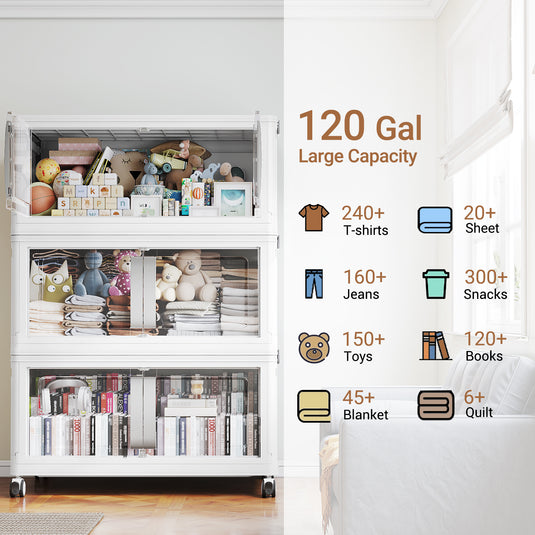 Broview V70 200 Gal Extra Large Storage Bins with Lids Clear Door for Home Storage and Organization