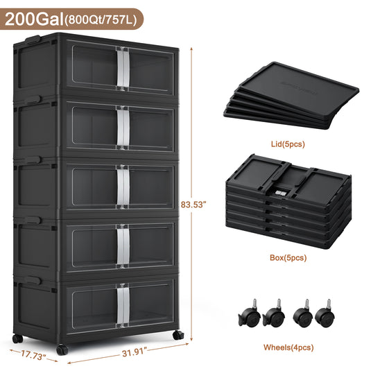 Broview V70 200 Gal Extra Large Storage Bins with Lids Clear Door for Home Storage and Organization