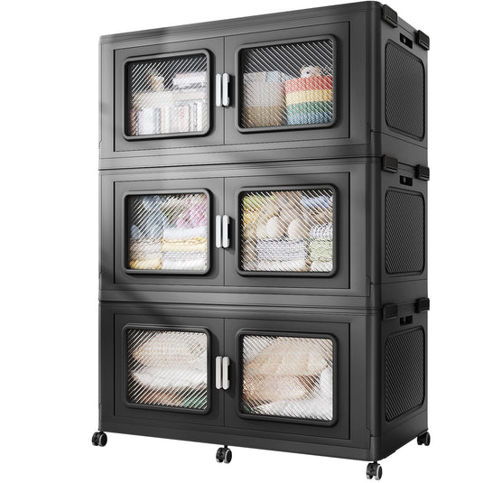 V80 75Gal Wardrobe And File Combo Mobile Storage Cabinet with Wheel