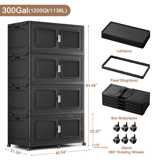V80 Foldable Storage Box with Wheels and Lid
