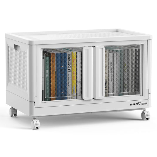 V10 Plastic Stackable Collapsible Storage Bins with Doors Wheels