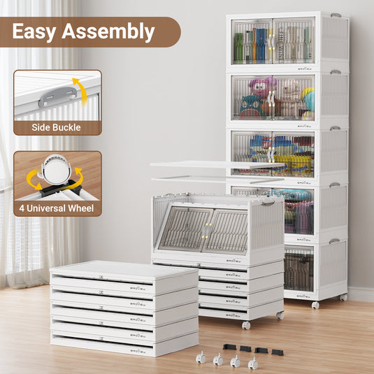 V8 30Gal/50Gal Stackable Collapsible Storage Bins with Lids and Doors