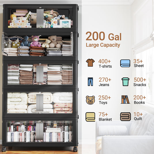 V70 40Gal Plastic Storage Bins with Drawers