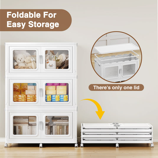 BROIVEW 385Gal Extra Large Stackable Storage Bins with Lids & Wheels, White 55gal-7pack