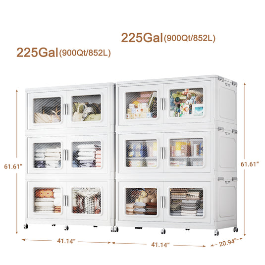BROIVEW 450Gal Extra Large Stackable Storage Bins with Lids & Wheels, White 75gal-6pack