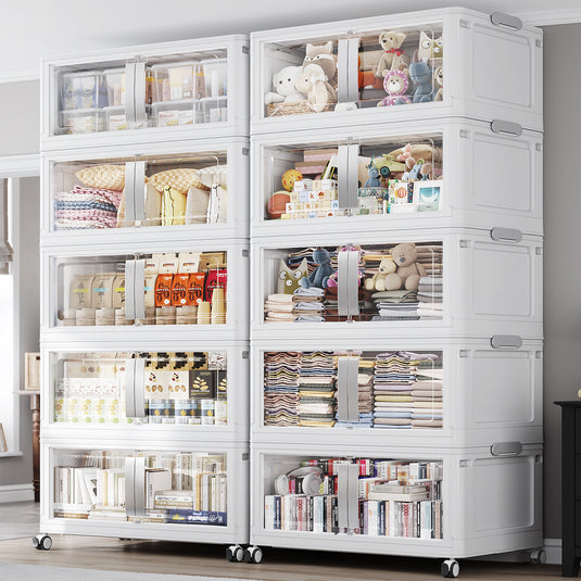 Broview V70 600Gal Plastic Storage Bins Extra Large Stackable Storage Drawers with Lids Wheels Plastic Storage Cabinet for Home Organization