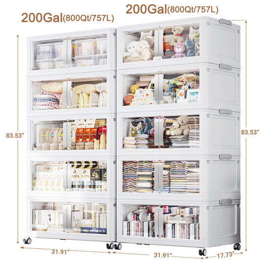 Broview V70 600Gal Plastic Storage Bins Extra Large Stackable Storage Drawers with Lids Wheels Plastic Storage Cabinet for Home Organization