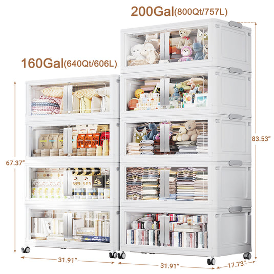 Broview V70 600Gal Plastic Storage Bins Extra Large Stackable Storage Drawers with Lids Wheels Plastic Storage Cabinet for Home Organization