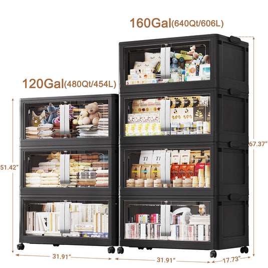 Broview V70 600Gal Plastic Storage Bins Extra Large Stackable Storage Drawers with Lids Wheels Plastic Storage Cabinet for Home Organization