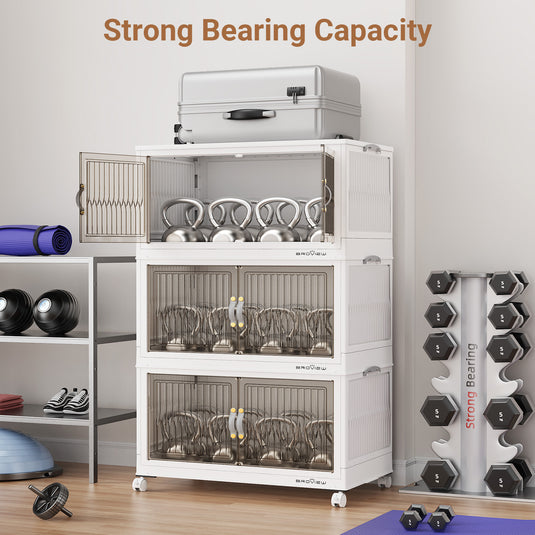 V8 30Gal/50Gal Stackable Collapsible Storage Bins with Lids and Doors