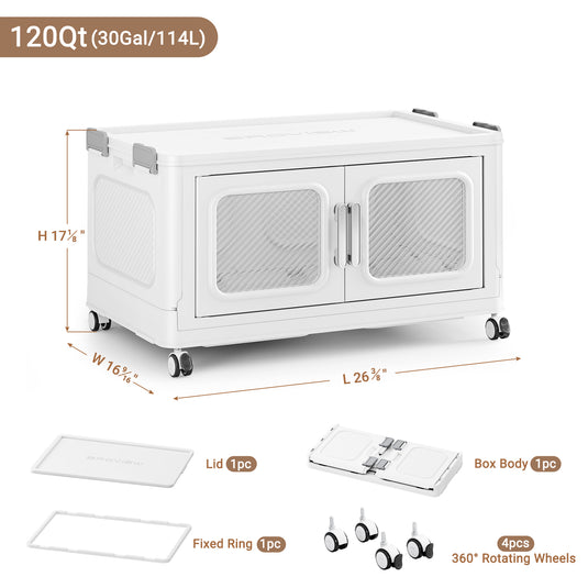 BROVIEW V80 480 Qt Stackable Storage Bin with Lids, 120Gal Collapsible Storage Boxes, Folding Plastic Drawer Cabinet for Home Storage and Organization