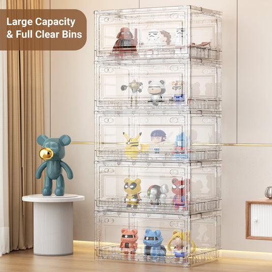 C8 240Qt/320Qt/400Qt Clear Storage Bins with Lids, Shiny Plastic Storage Bins