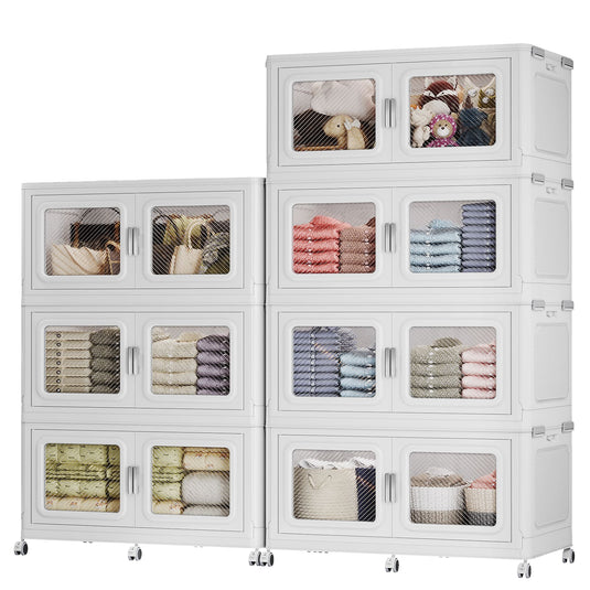 BROIVEW 385Gal Extra Large Stackable Storage Bins with Lids & Wheels, White 55gal-7pack