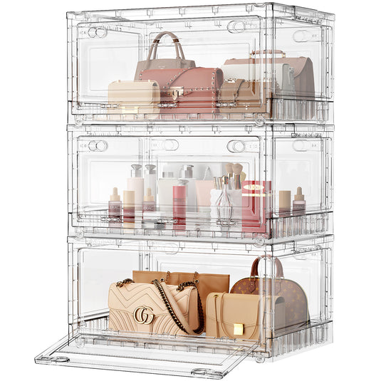 C8 240Qt/320Qt/400Qt Clear Storage Bins with Lids, Shiny Plastic Storage Bins