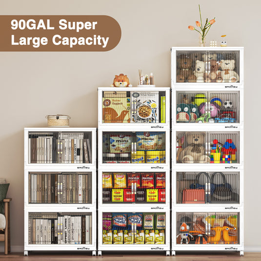 V8 30Gal/50Gal Stackable Collapsible Storage Bins with Lids and Doors