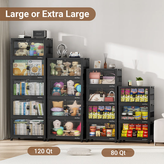 V8 120QT/200QT Stackable Storage Bins Open Front with Lids