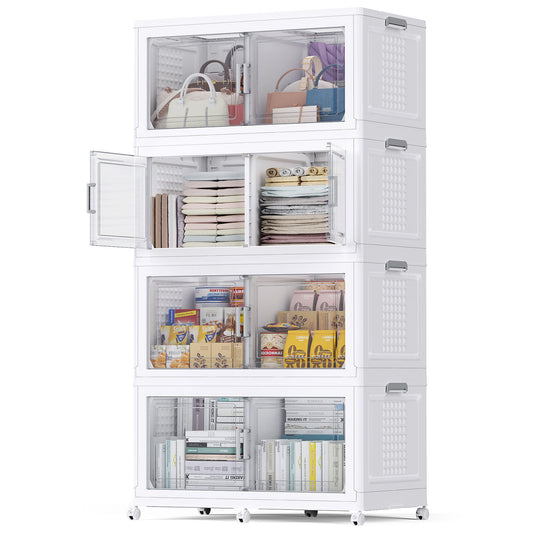V40 200Gal Plastic Stackable Sliding Storage Bins with Lid and Wheels
