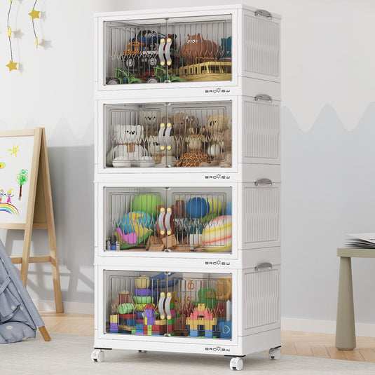 V8 80Qt Plastic Stackable Collapsible Storage Bins with Lids Black White 3pack 4pack
