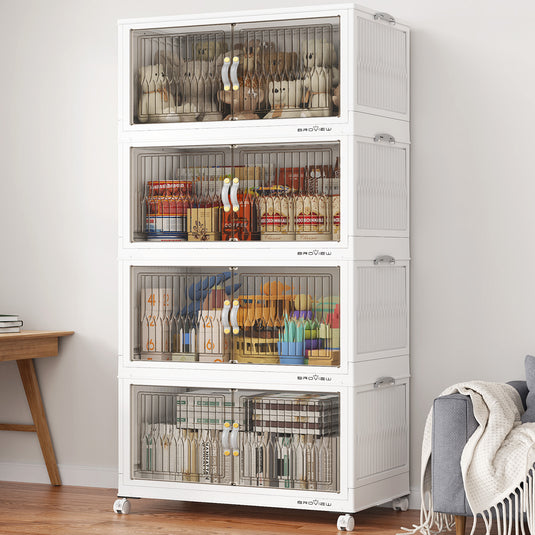 V8 30Gal/50Gal Stackable Collapsible Storage Bins with Lids and Doors