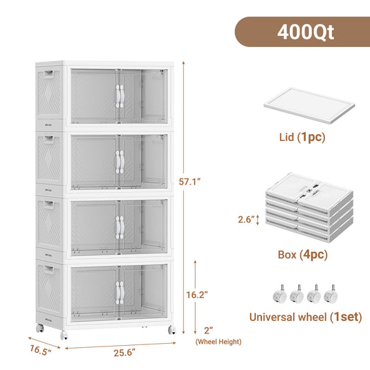 BROVIEW 140Gal Storage Bins with Clear Doors