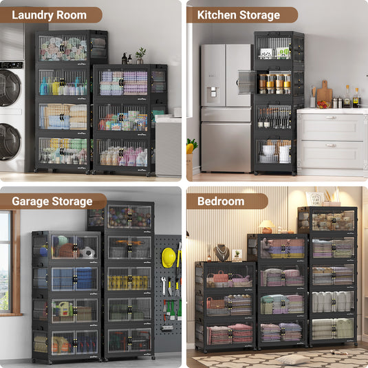 V8F 360Qt/480Qt/600Qt Storage Bins with Lids,Front and Side Open Doors