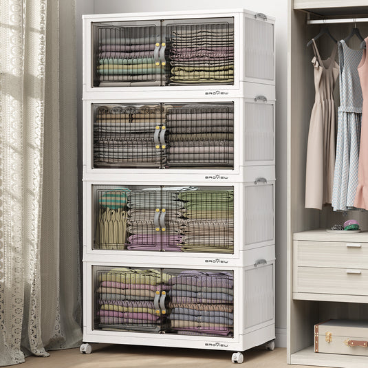 V8 30Gal/50Gal Stackable Collapsible Storage Bins with Lids and Doors