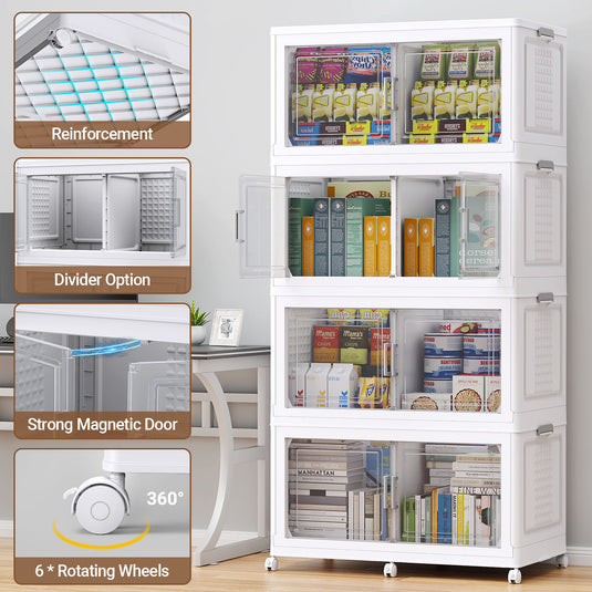 V40 200Gal Plastic Stackable Sliding Storage Bins with Lid and Wheels