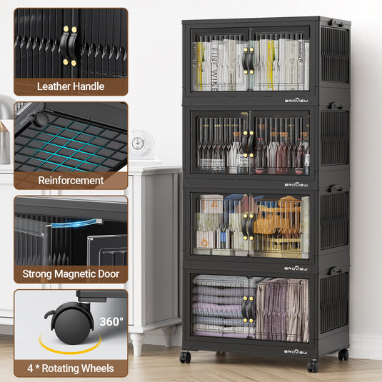 V8 120QT/200QT Stackable Storage Bins Open Front with Lids