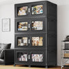 BROVIEW 37.5Gal -300Gal Extra Large Storage Bins with Lid, 150Qt -1200Qt Plastic Stackable Storage Bins with Wheels, Collapsible Closet Organizer and Storage Drawers, Storage Cabinets for Home, Office