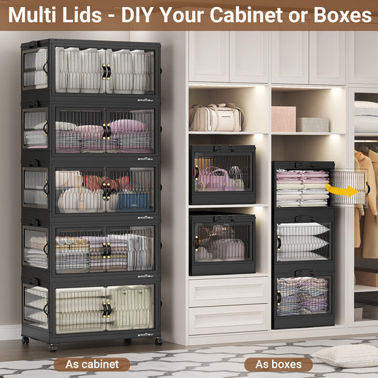 V8F 360Qt/480Qt/600Qt Storage Bins with Lids,Front and Side Open Doors