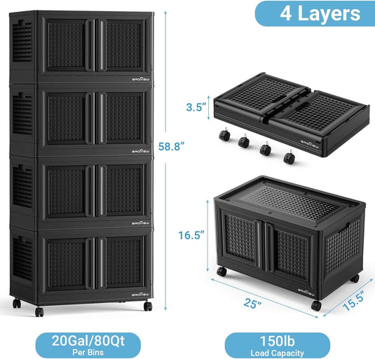 80Gal Stackable Storage Bins with Lids and Wheels