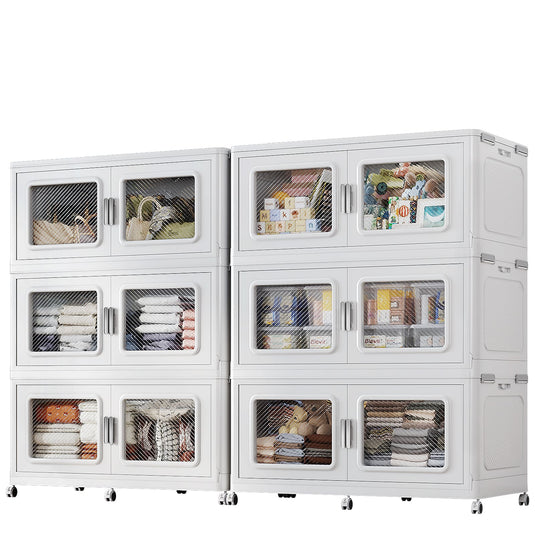 BROIVEW 450Gal Extra Large Stackable Storage Bins with Lids & Wheels, White 75gal-6pack