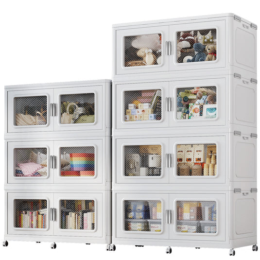 BROIVEW 525Gal Extra Large Stackable Storage Bins with Lids & Wheels, White 75gal-7pack