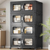 BROVIEW 37.5Gal -300Gal Extra Large Storage Bins with Lid, 150Qt -1200Qt Plastic Stackable Storage Bins with Wheels, Collapsible Closet Organizer and Storage Drawers, Storage Cabinets for Home, Office