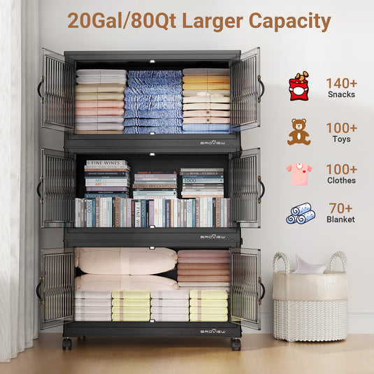 V8 120QT/200QT Stackable Storage Bins Open Front with Lids