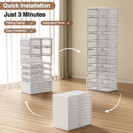 BROVIEW 10 Tier 120Pairs Shoe Storage Organizer boxes White 1pack