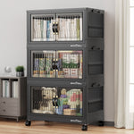 BROVIEW 120Qt-800Qt  Stackable Storage Bins with Lids, Plastic Closet Organizers and Storage Drawer, Collapsible Storage Box with Wheels, Folding Storage Cabinet for Closet Clothes Organization