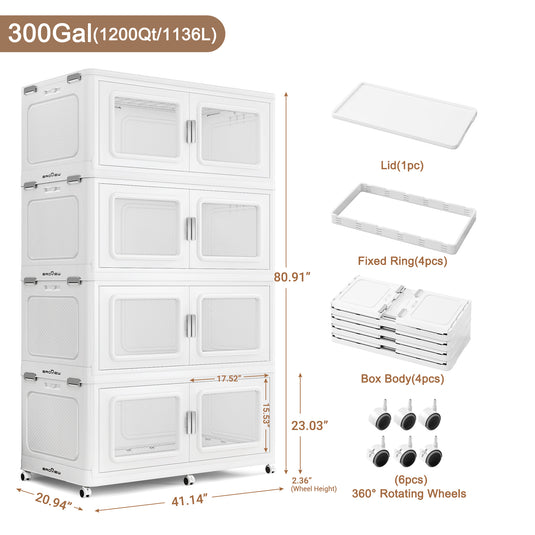 V80 225Gal/300Gal Extra Large Storage Containers with Lids