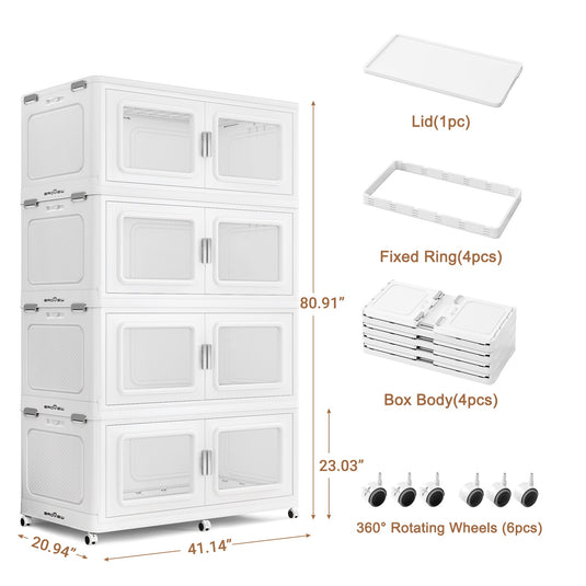 Broview Stackable Plastic Storage Bins Container 50-1280 quart, Extra Large Stackable Storage Bins with Lids, Collapsible Wheeled Heavy Duty Storage Box for Home Clothes Toys Tools