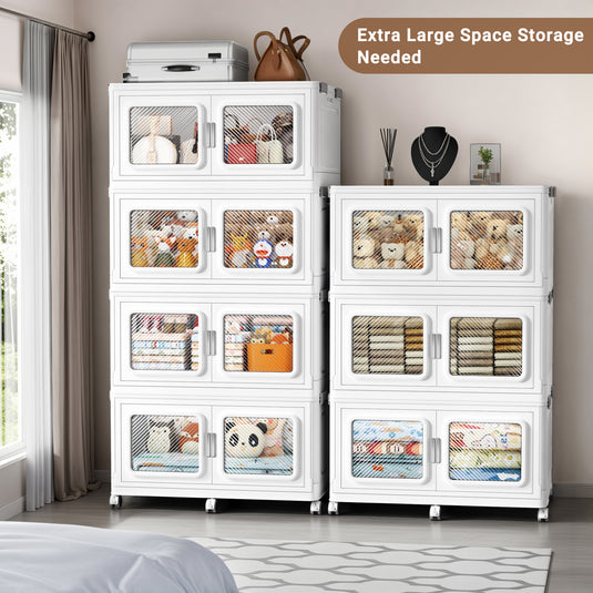 660Qt-1200Qt Extra Large Stackable Storage Bins with Lid, 165Gal -300Gal Collapsible Closet Organizer and Storage Drawers with Wheels, Totes for Storage Clearance