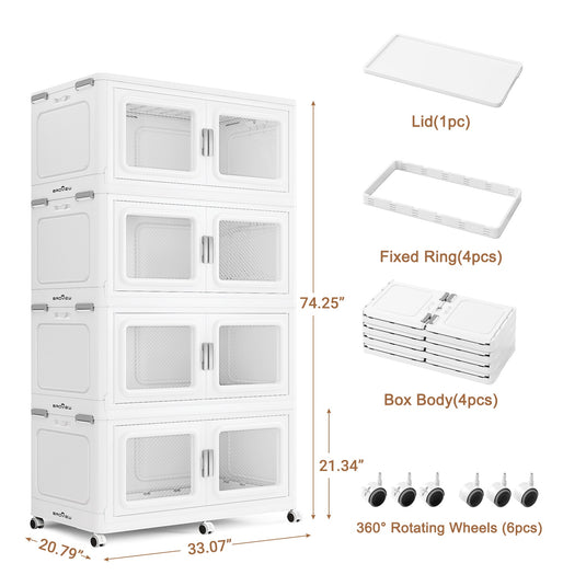 Broview Stackable Plastic Storage Bins Container 50-1280 quart, Extra Large Stackable Storage Bins with Lids, Collapsible Wheeled Heavy Duty Storage Box for Home Clothes Toys Tools