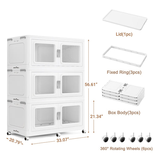 Broview Stackable Plastic Storage Bins Container 50-1280 quart, Extra Large Stackable Storage Bins with Lids, Collapsible Wheeled Heavy Duty Storage Box for Home Clothes Toys Tools