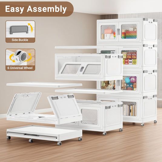 660Qt-1200Qt Extra Large Stackable Storage Bins with Lid, 165Gal -300Gal Collapsible Closet Organizer and Storage Drawers with Wheels, Totes for Storage Clearance